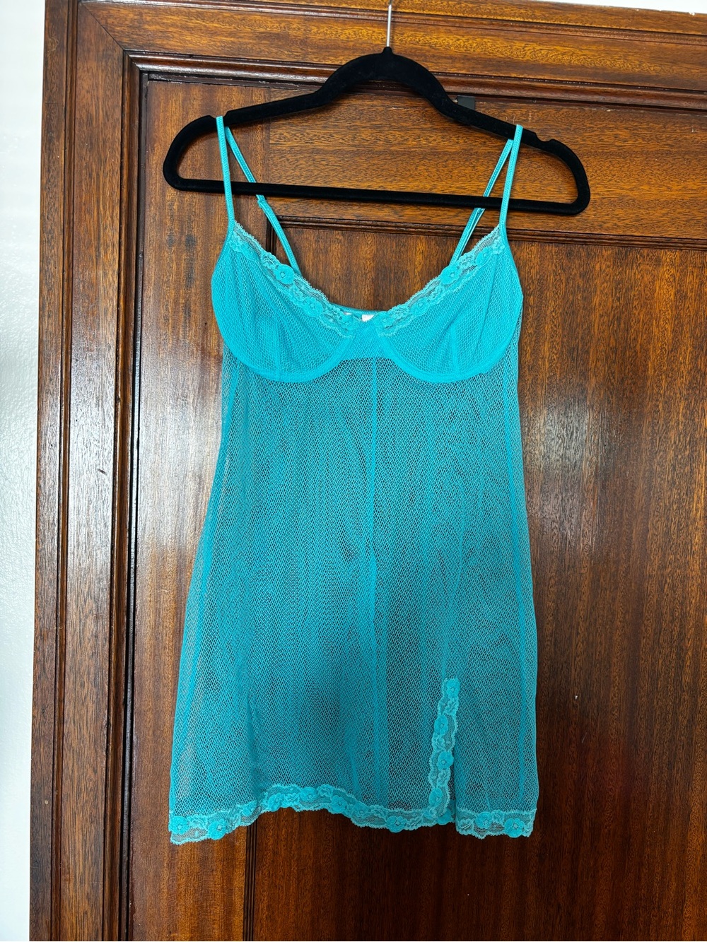2003 Victoria's Secret Blue Fishnet Lace Dress Y2K Vintage - Picture 7 of 8